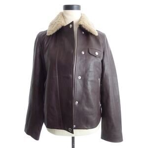 Madewell Sherpa Collar Asymmetric Jacket Leather S